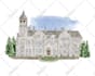 draw watercolor wedding venue, house and building