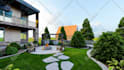 do backyard landscape design, pool, fireplace and garden design