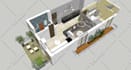 create 2d floor plan and 3d interior design render