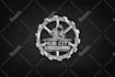 do real estate, construction, excavation, crane, bulldozer and trucking logo