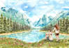draw photo of house or landscape in watercolor illustration