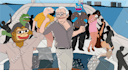 crypto meme art, twitter banner, cartoon character, memecoin