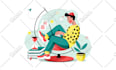 unique design a flat illustration with people for app, web or book cover