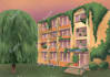 create a hand drawn architectural illustration