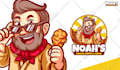 design cute cartoon and mascot logo brand with merchandise