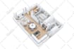 create 3d floor plan with colorful furniture, full texture