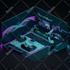 design a realistic 3d isometric gaming and streaming room