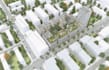 render 3d architectural visualization with collage style in photoshop