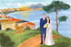 make wedding couple portrait , illustration and invites