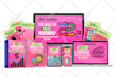 design 3d digital product mockup, course ecover bundle