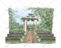 draw watercolor wedding venue, house and building