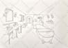create interior illustration with watercolour style handmade