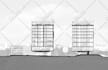 render architecture design plan, section, elevation as black and white model