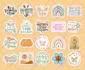 design retro typography sticker png for vintage, groovy, boho, 70s art