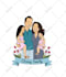 cartoon style family portrait