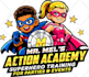 custom superhero comic logo design with dynamic style