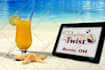 display your logo photo or text in tablet screen on beach