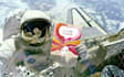 place your message or logo on a sign held by an astronaut