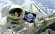 place your message or logo on a sign held by an astronaut