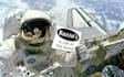 place your message or logo on a sign held by an astronaut