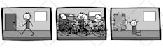 draw a 3 panel comic strip of ANY subject