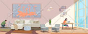 draw 2d vector cartoon backgrounds