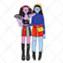 illustrate couple or family into cute ghouls