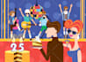 create vector illustration in cartoon or flat style