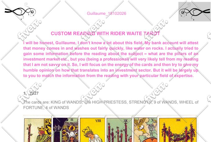 offer psychic reading with rider waite tarot