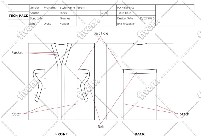 create fashion technical package for your designs