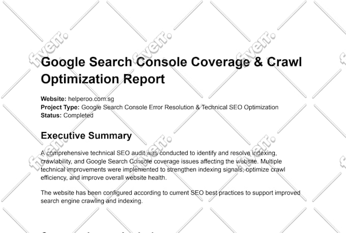 do on page and technical SEO, website audit, google search console indexing