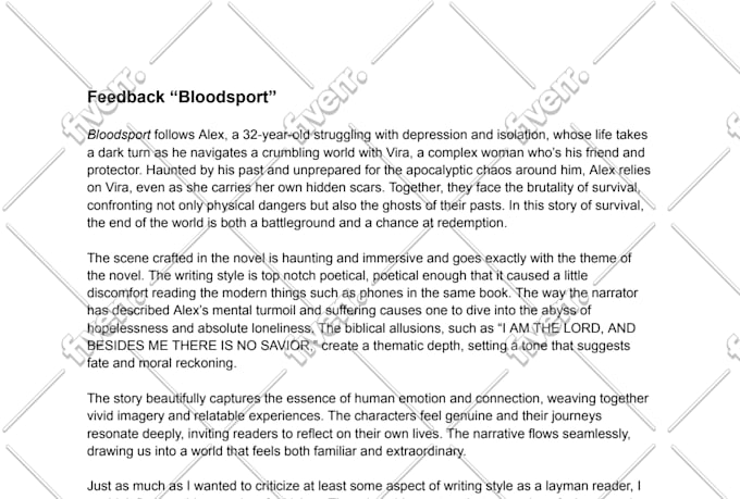 provide beta reading, feedback and critical analysis for your book