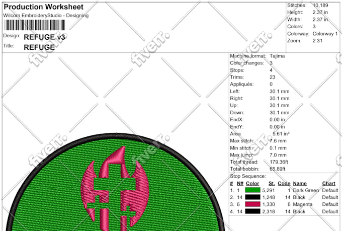 do perfect embroidery digitizing into dst pes jef  in 1 hour