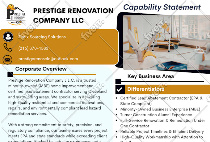 write and design government capability statement, business capability statement
