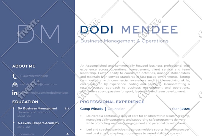 review, edit and create a professional CV architecture and interior design