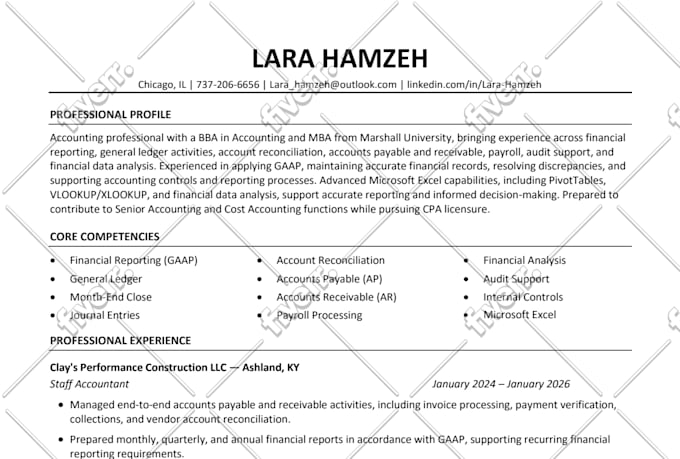 write, edit, create your banking, finance, accounting resume