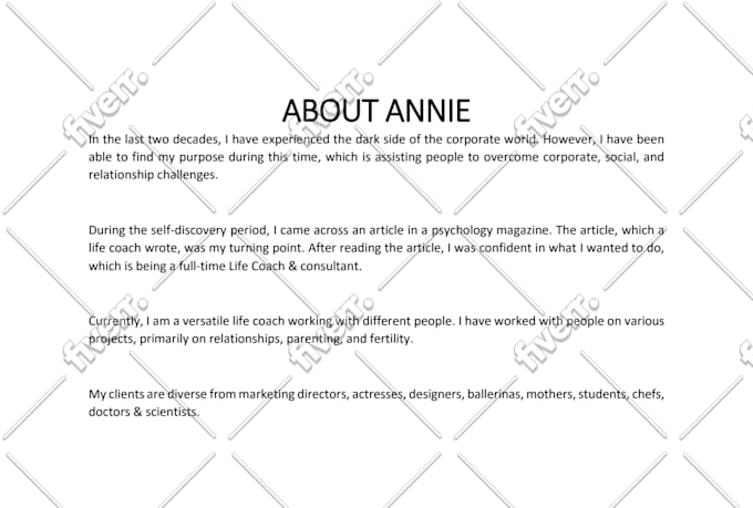 be your ghostwriter, about me page, biography, bio writer