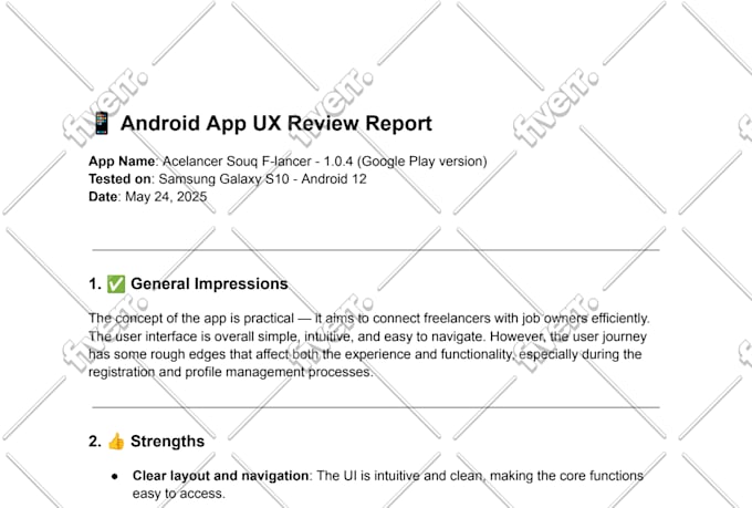 test android application and make a report