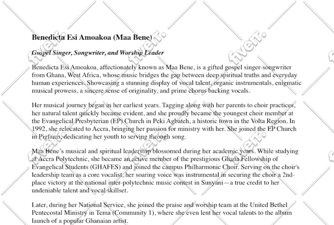 write your music artist bio