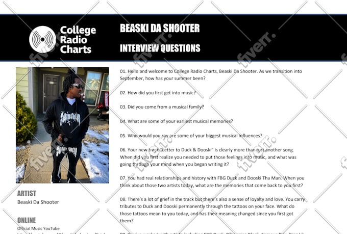 interview you about your music and publish on collegeradiocharts