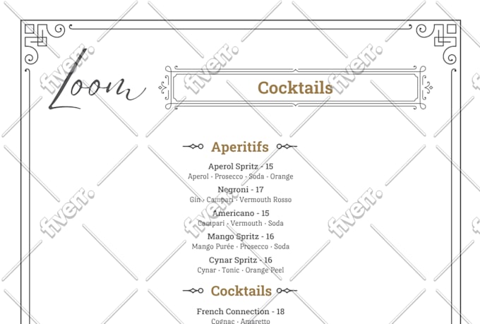 design an awesome menu for your restaurant, bar or event