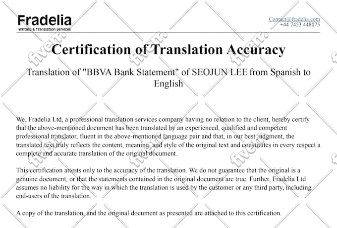 provide certified translation english french italian spanish