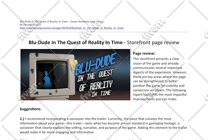 review your steam store page and make suggestions
