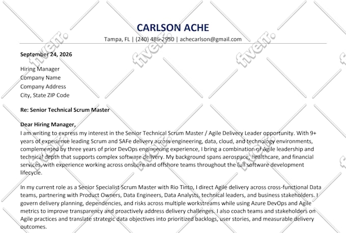 craft high impact pm, agile, scrum master resume
