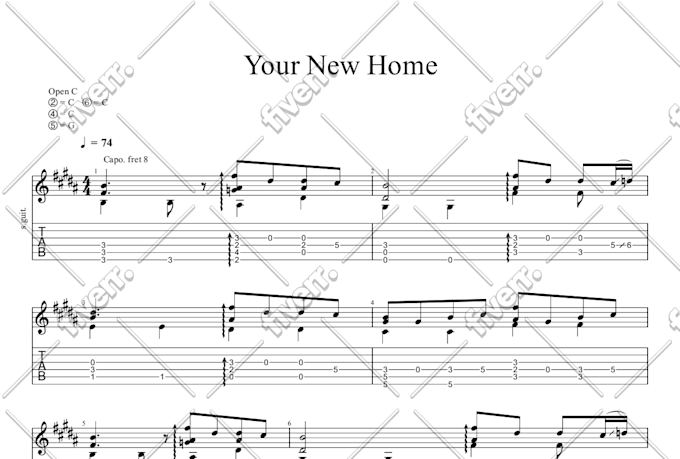 convert sheet music to guitar tabs for you