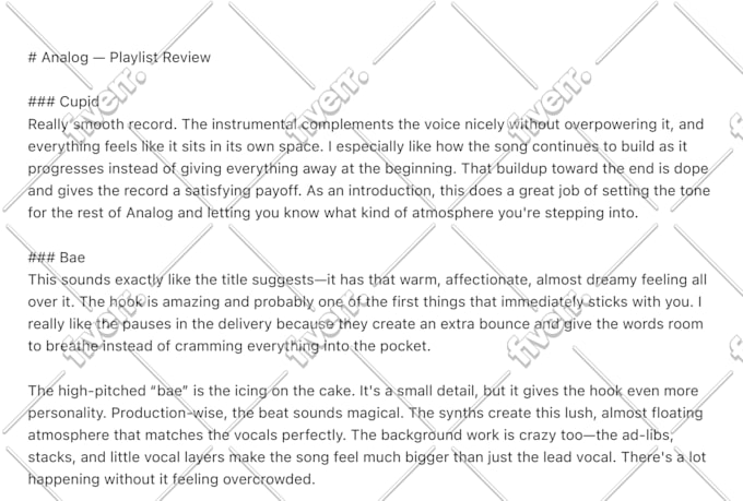 listen to your song and give constructive criticism