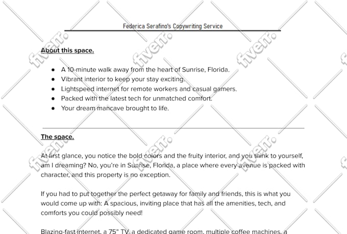write professional airbnb listings in copywriting