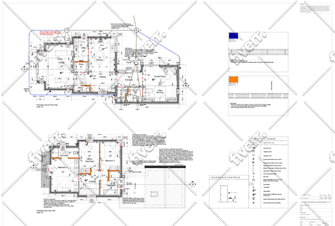 do a 2d floor plan with elevation and section