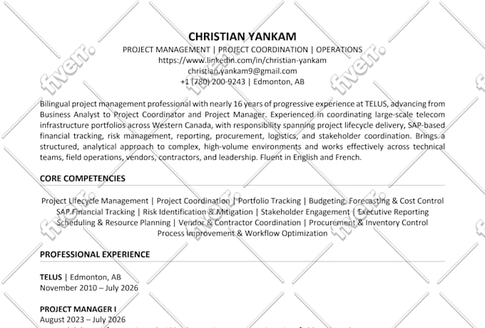 write a professional resume using my successful HR manager experience