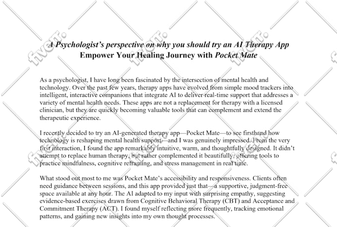 write mental health articles or blog by a psychologist